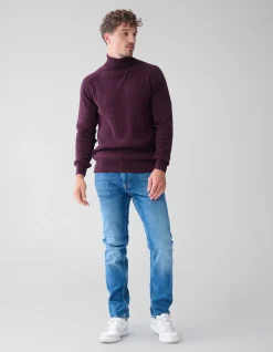 Shoeby Rib Coltrui Donkerrood<Heren Truien En Sweaters