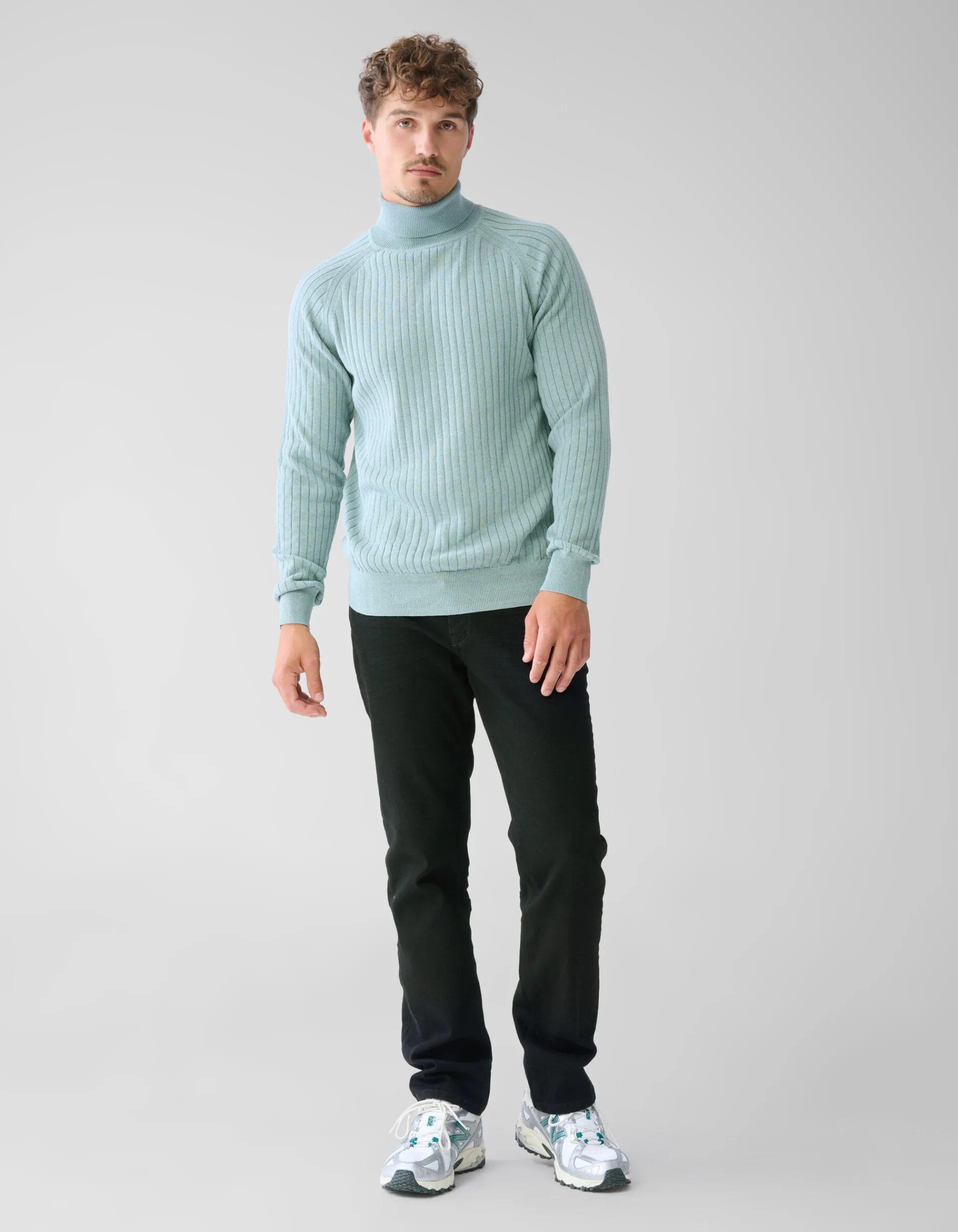 Shoeby Rib Coltrui Lichtgroen<Heren Truien En Sweaters