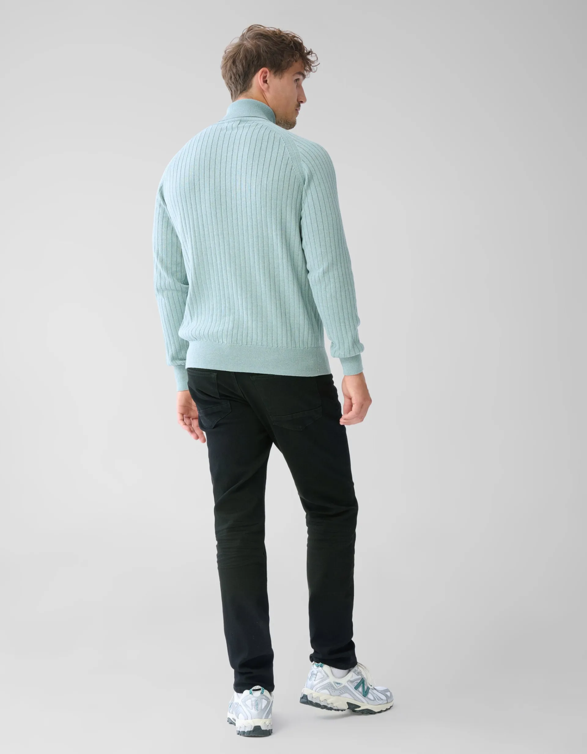 Shoeby Rib Coltrui Lichtgroen<Heren Truien En Sweaters