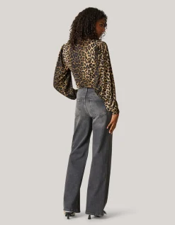 Shoeby Rib Jersey Leopard Top Bruin<DAMES Tops