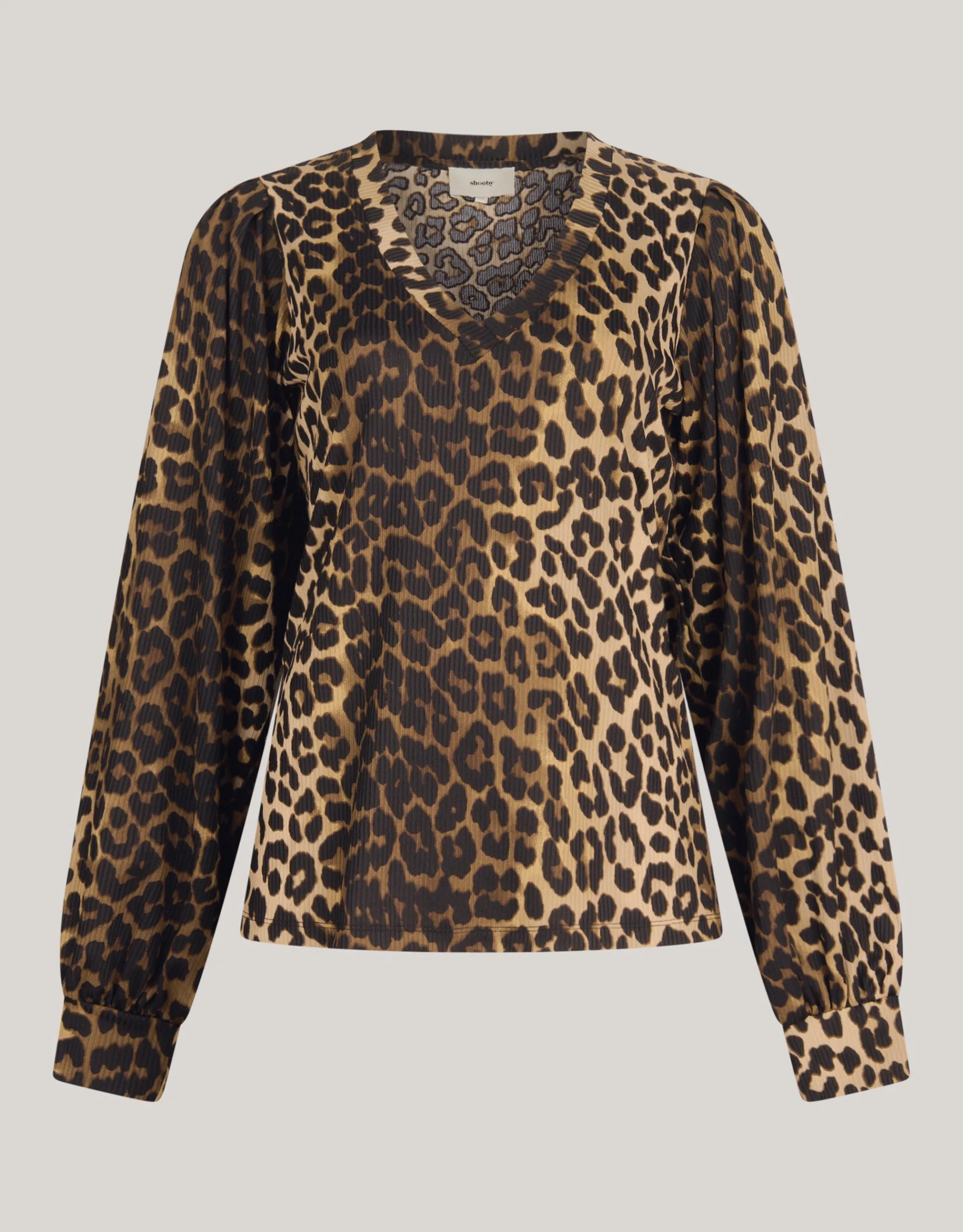 Shoeby Rib Jersey Leopard Top Bruin<DAMES Tops