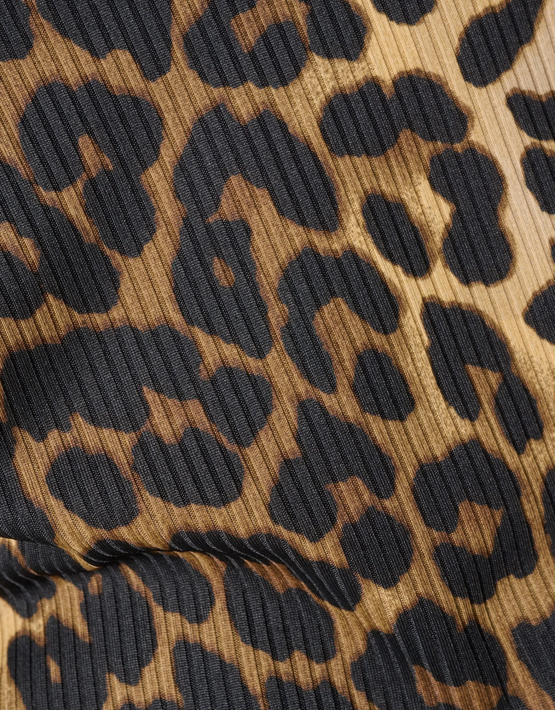 Shoeby Rib Jersey Leopard Top Bruin<DAMES Tops
