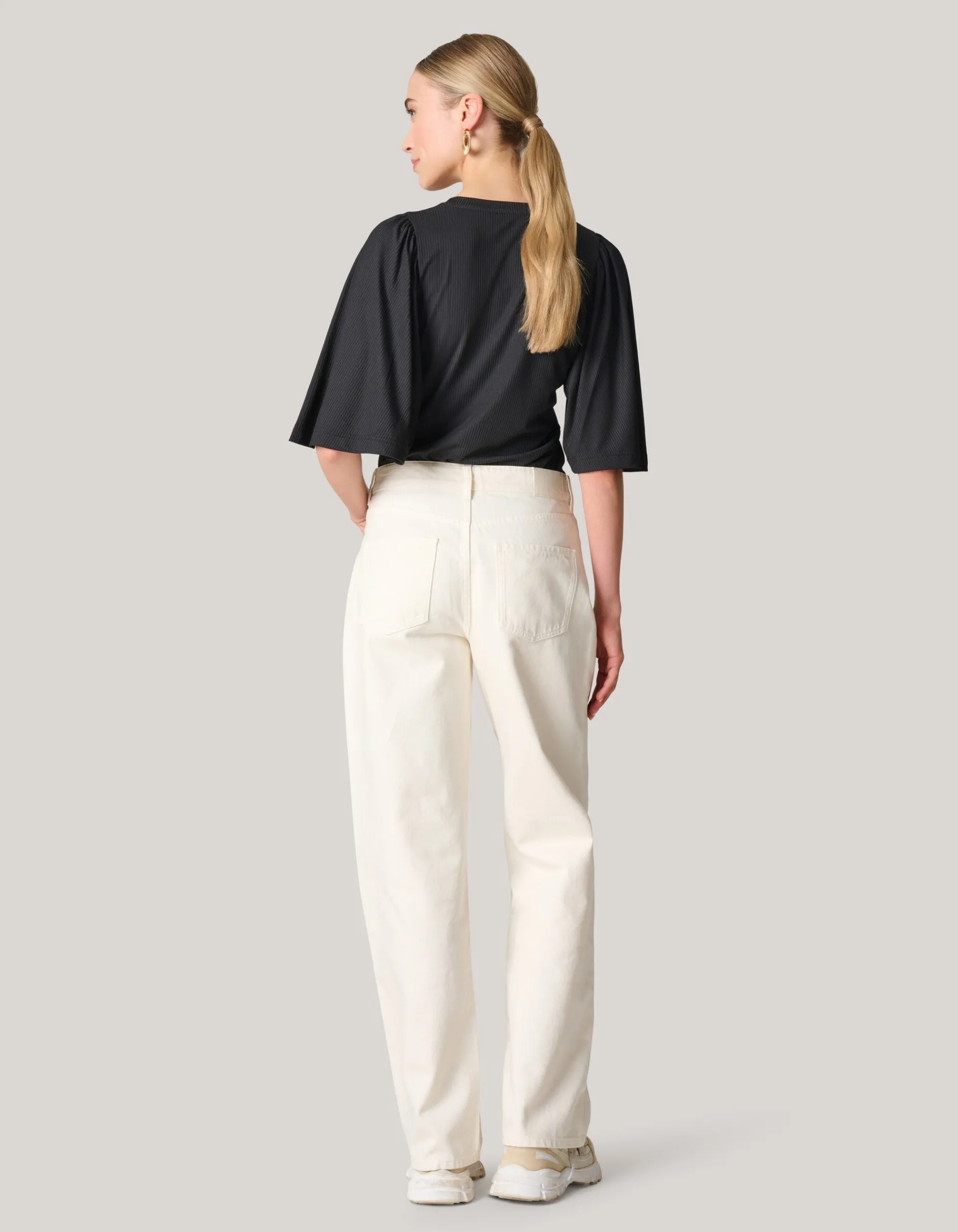Shoeby Rib Jersey Ruffle Top Zwart<DAMES Tops