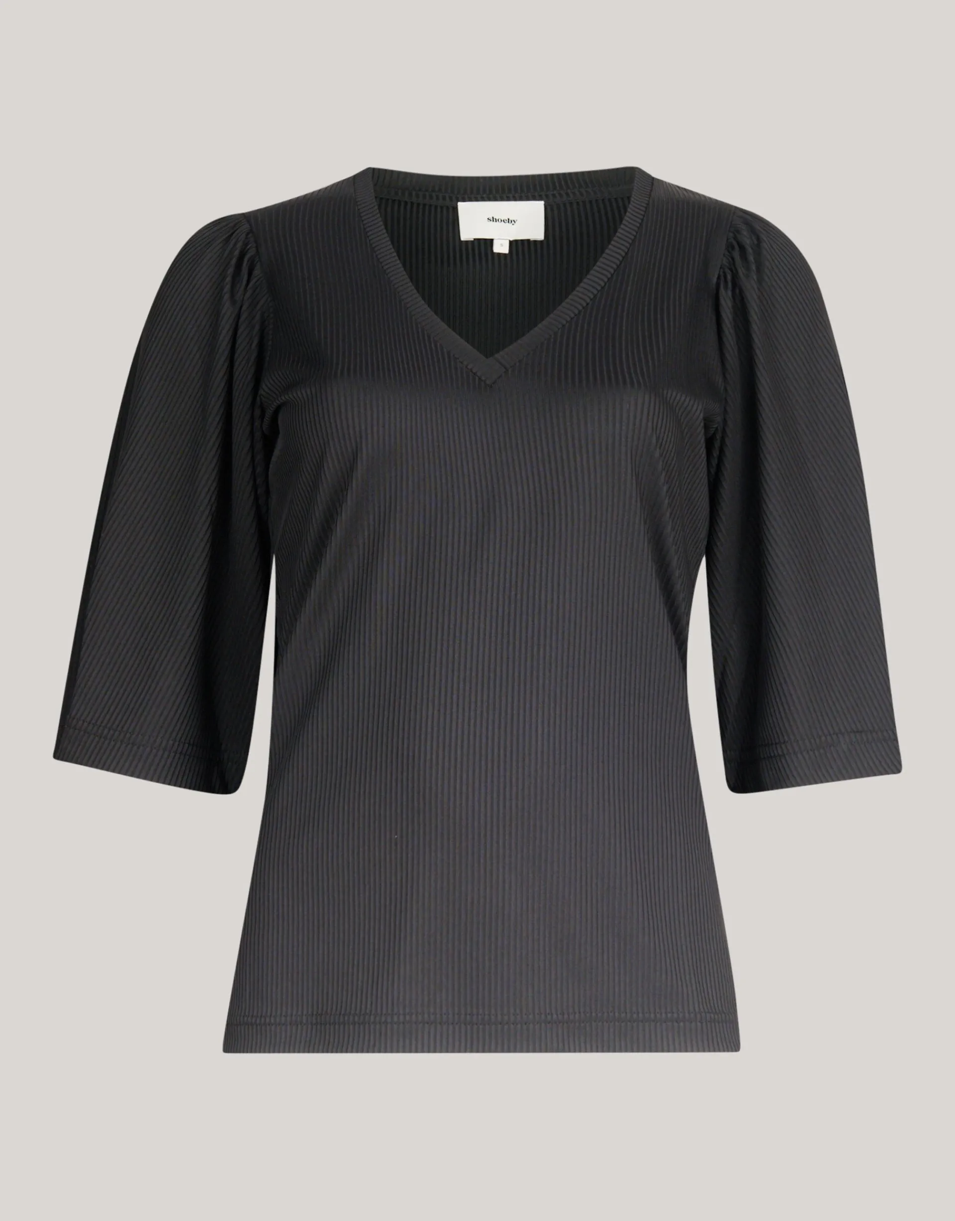 Shoeby Rib Jersey Ruffle Top Zwart<DAMES Tops