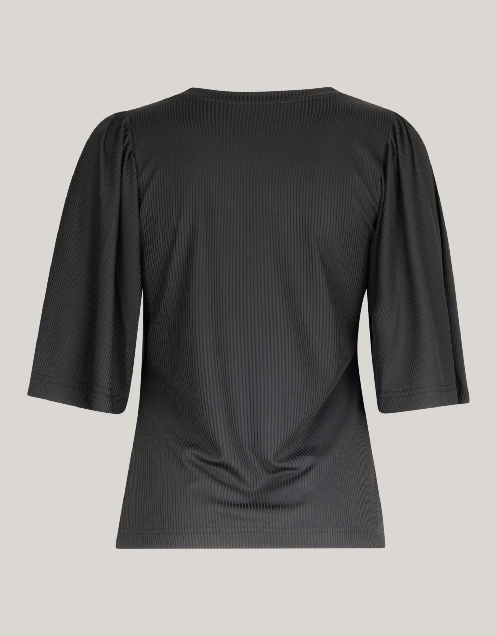 Shoeby Rib Jersey Ruffle Top Zwart<DAMES Tops