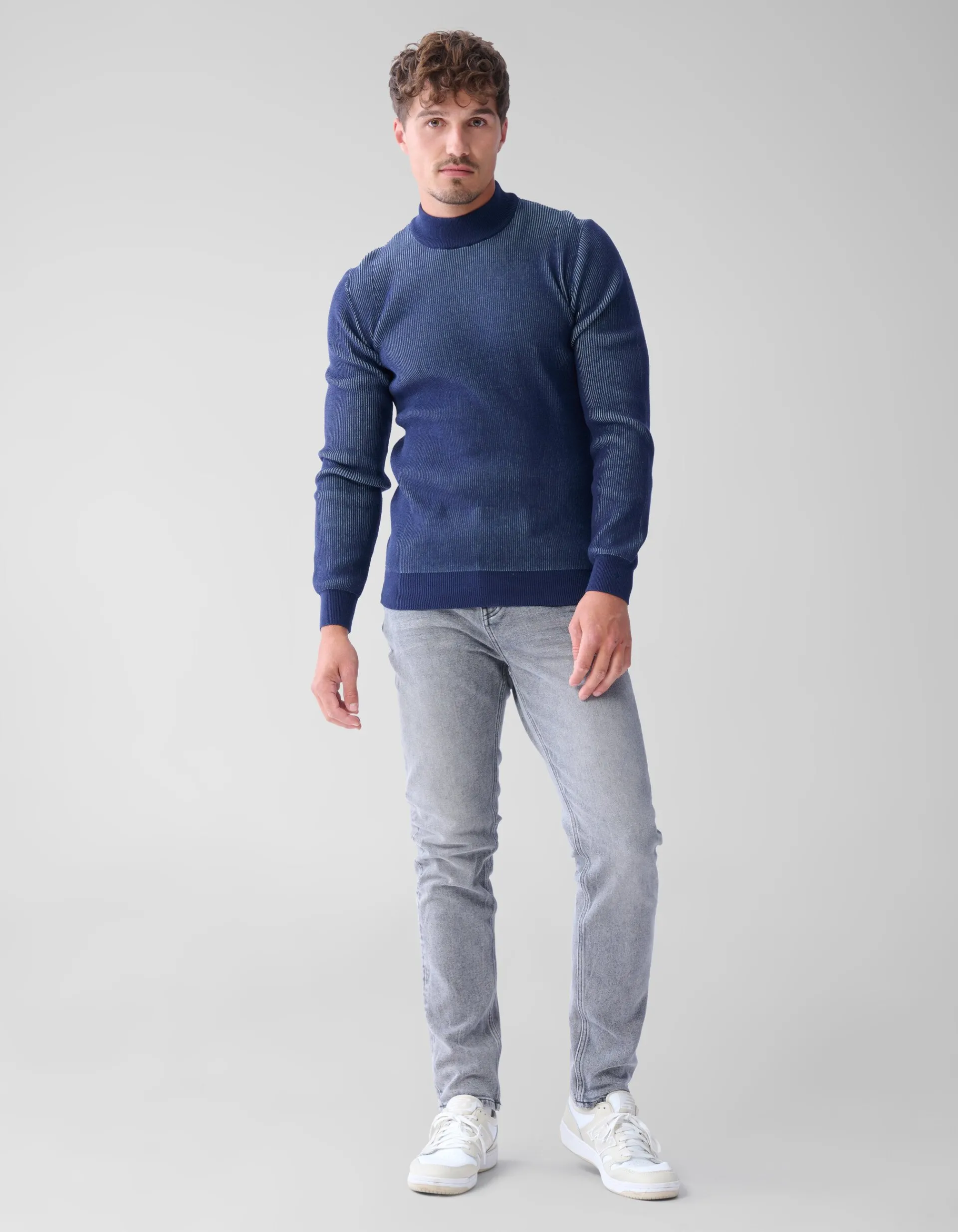 Shoeby Rib Trui Donkerblauw<Heren Truien En Sweaters