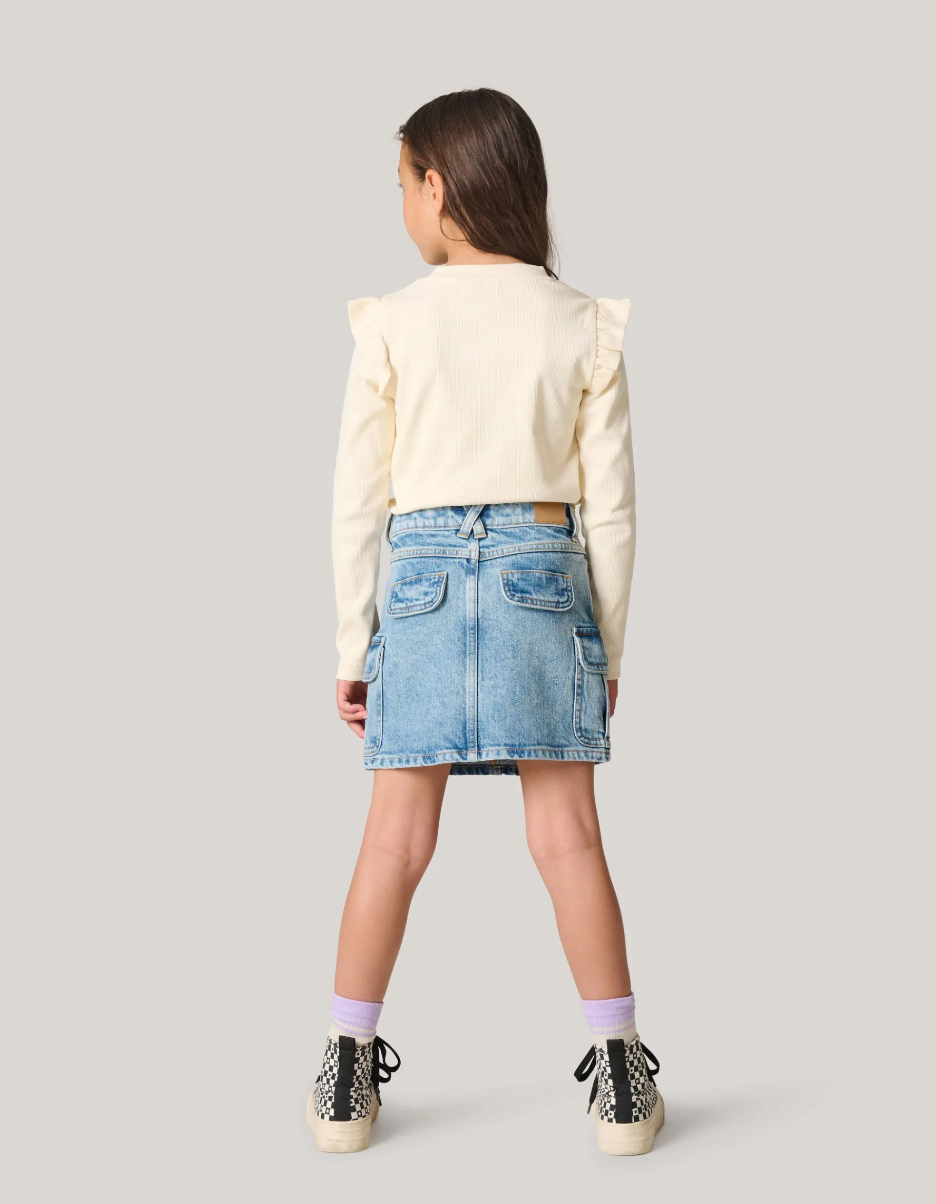 Shoeby Ruffle Rib Longesleeve Top Gebroken Wit< Tops Lange Mouw