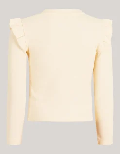 Shoeby Ruffle Rib Longesleeve Top Gebroken Wit< Tops Lange Mouw