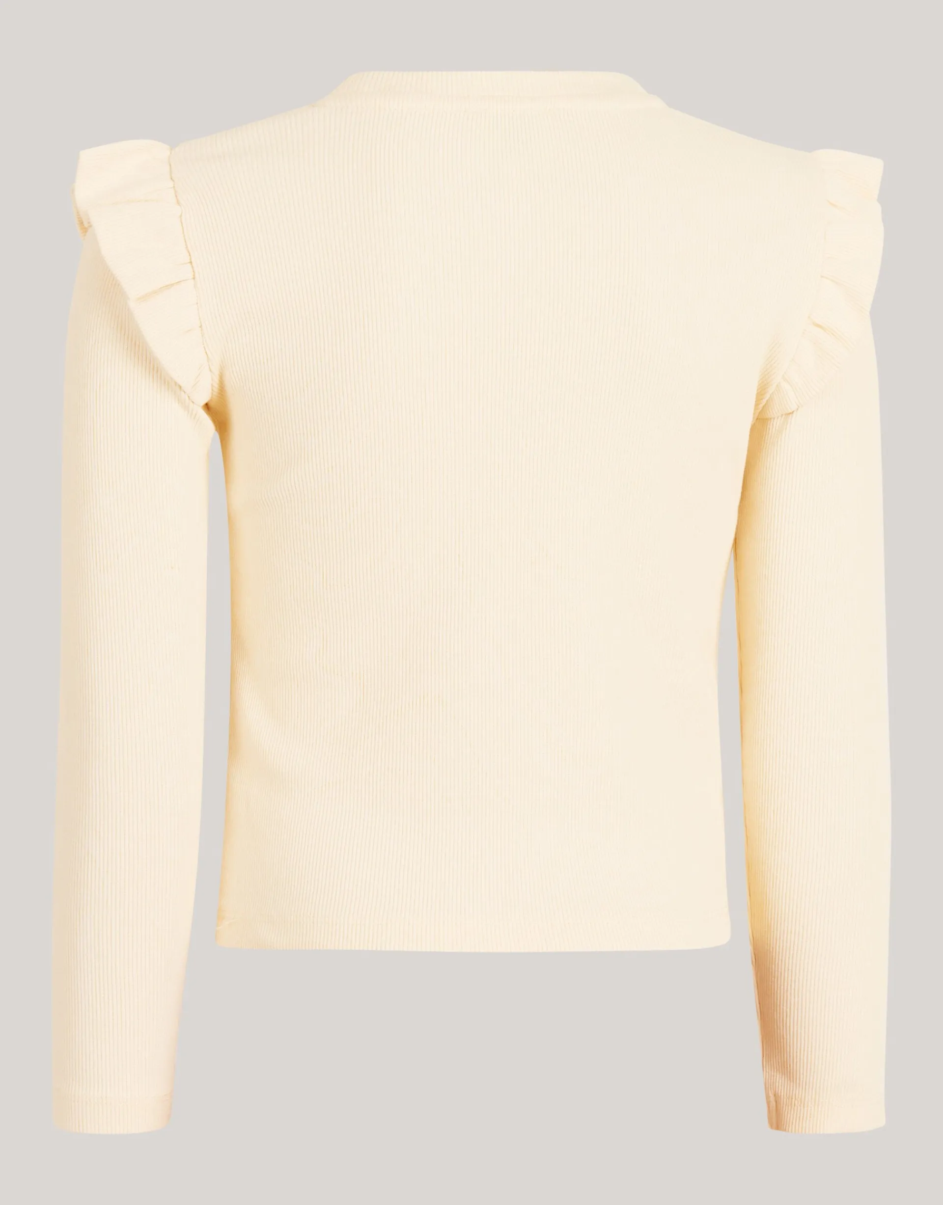 Shoeby Ruffle Rib Longesleeve Top Gebroken Wit< Tops Lange Mouw