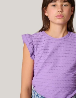 Shoeby Ruffle Rib Top Paars< T-Shirts