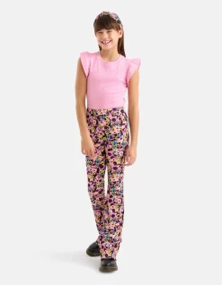 Shoeby Ruffle Rib Top Roze< Tops Korte Mouw