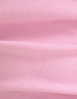 Shoeby Ruffle Rib Top Roze< Tops Korte Mouw