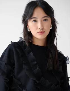 Shoeby Ruffle Sweater Zwart<DAMES Truien En Sweaters