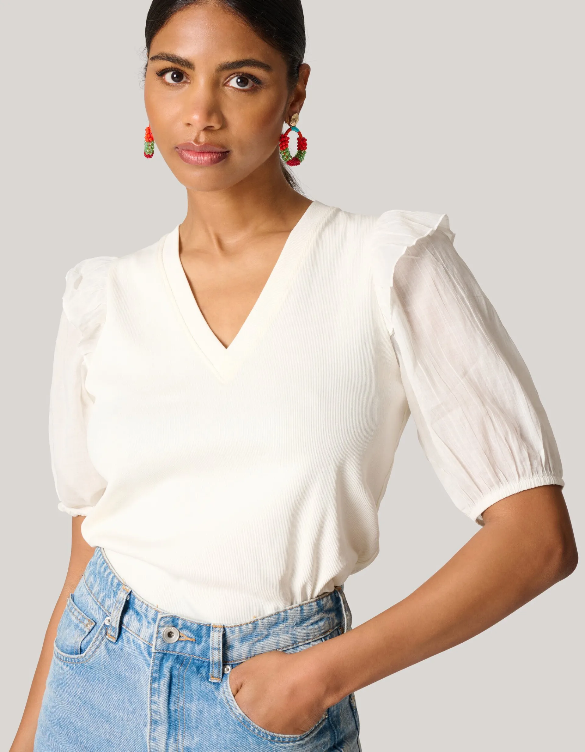 Shoeby Ruffle Top Gebroken Wit<DAMES Tops