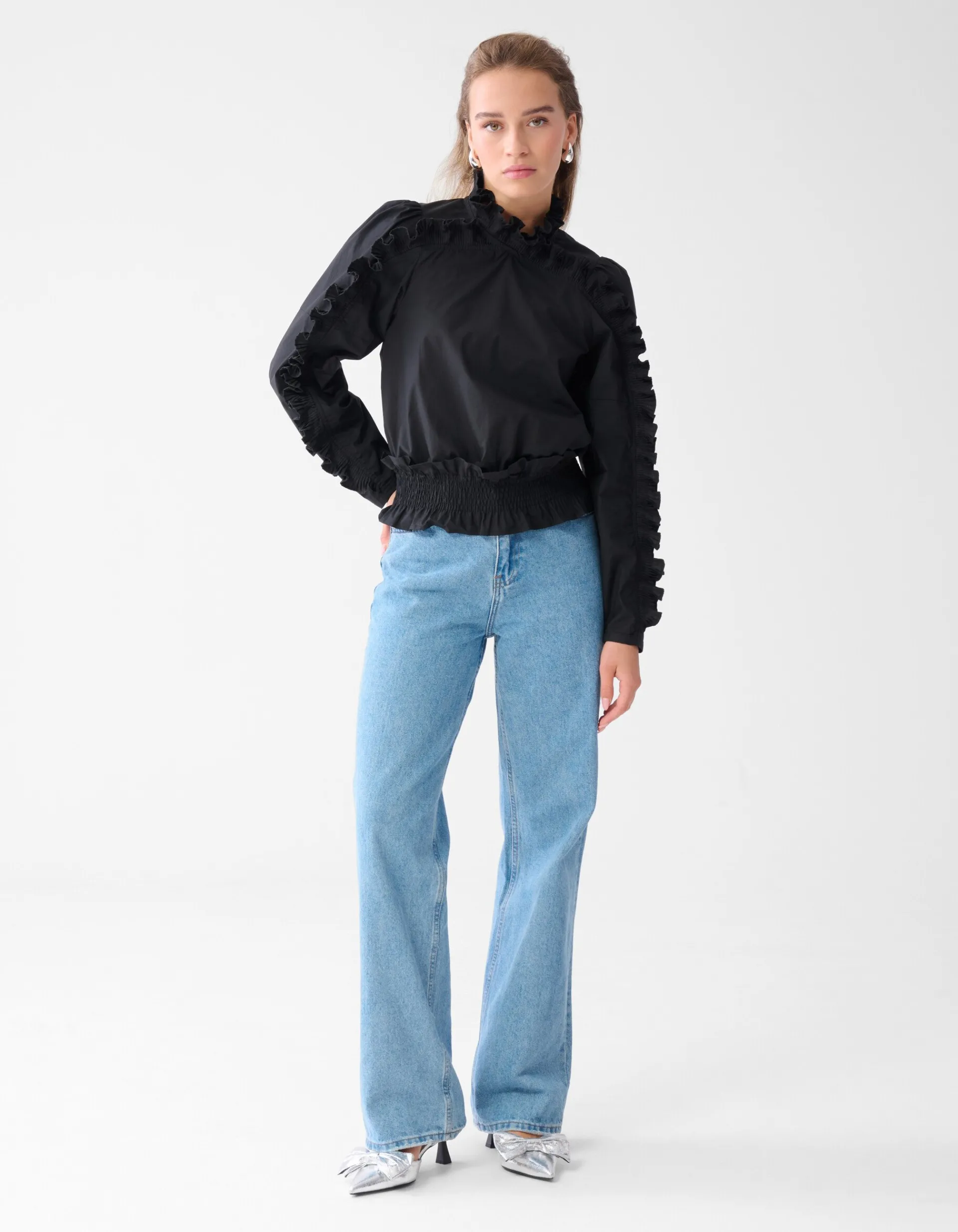 Shoeby Ruffle Top Zwart<DAMES Tops