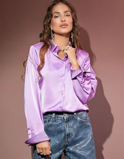 Shoeby Satijnen Blouse Lichtpaars By Lizzy<DAMES Blouses