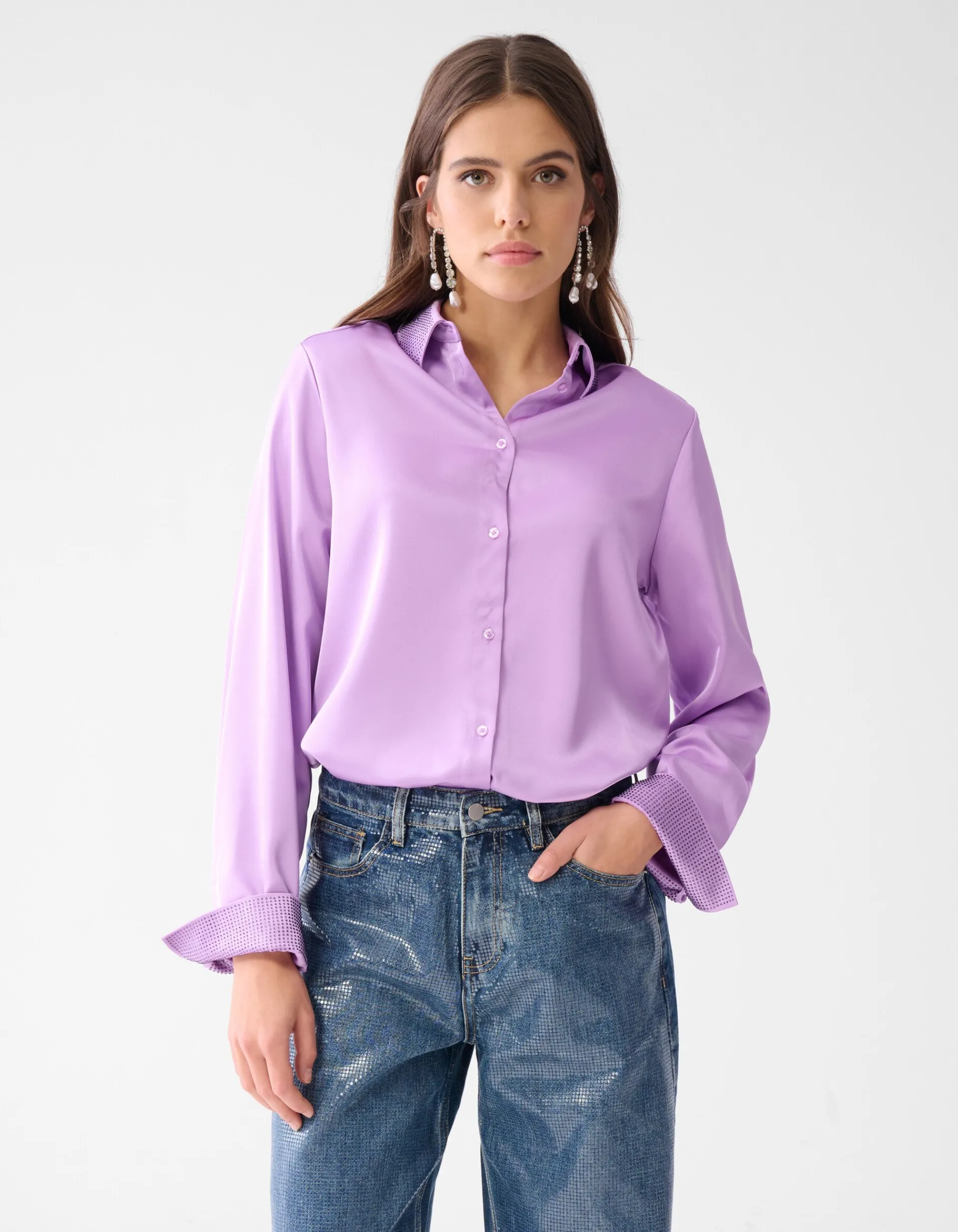 Shoeby Satijnen Blouse Lichtpaars By Lizzy<DAMES Blouses