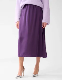 Shoeby Satijnen Maxi Rok Donkerpaars<DAMES Rokken