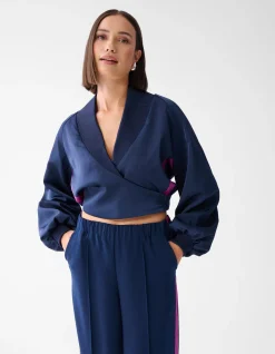 Shoeby Satijnen Overslag Blouse Donkerblauw<DAMES Blouses