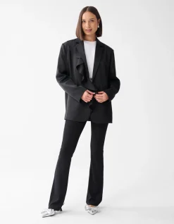 Shoeby Satijnen Ruffle Blazer Zwart<DAMES Blazers