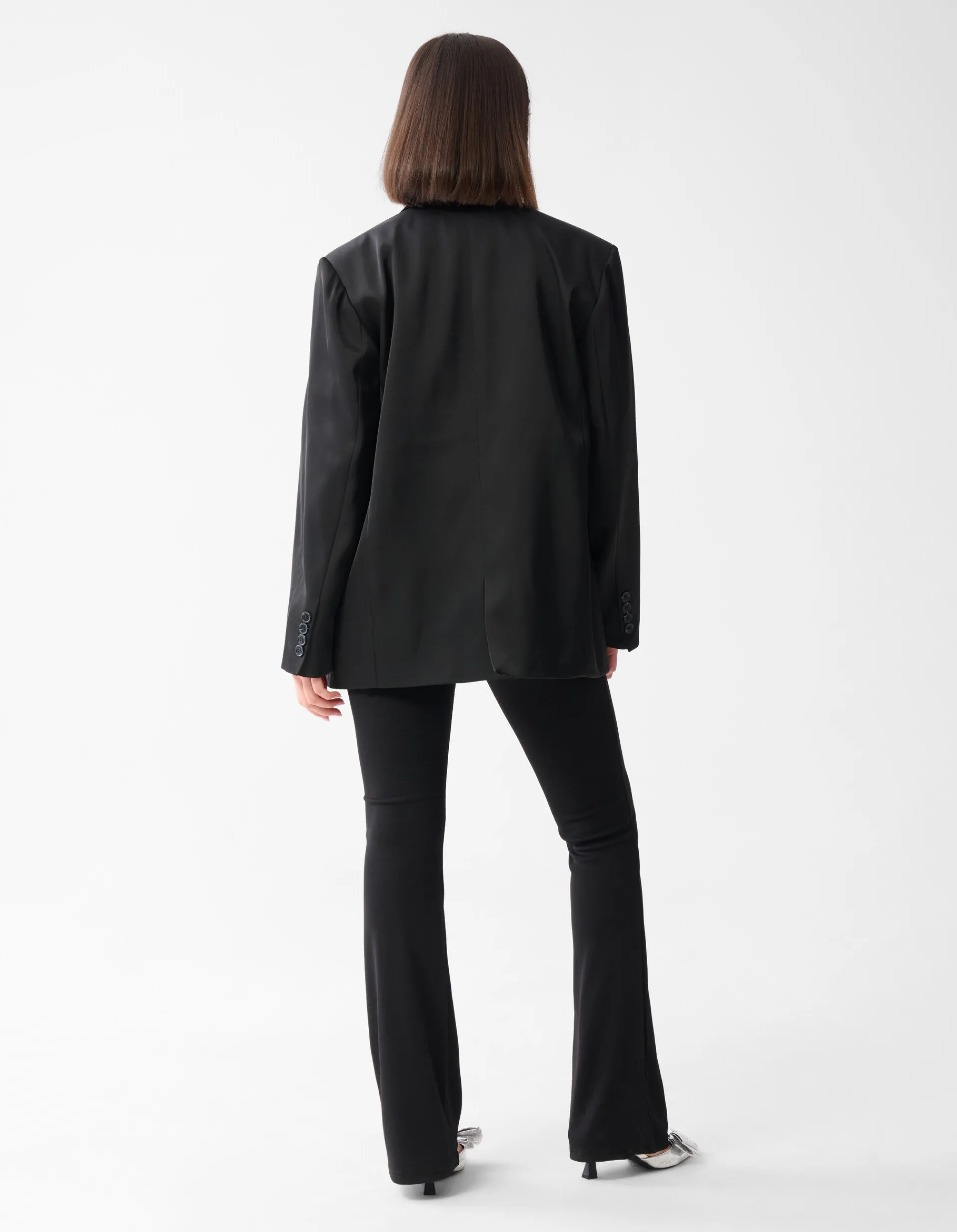 Shoeby Satijnen Ruffle Blazer Zwart<DAMES Blazers