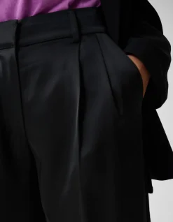 Shoeby Satijnen Wide Leg Broek Zwart<DAMES Broeken