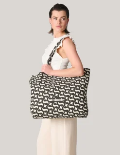 Shoeby Logo Shopper Zwart Groot<DAMES Tassen
