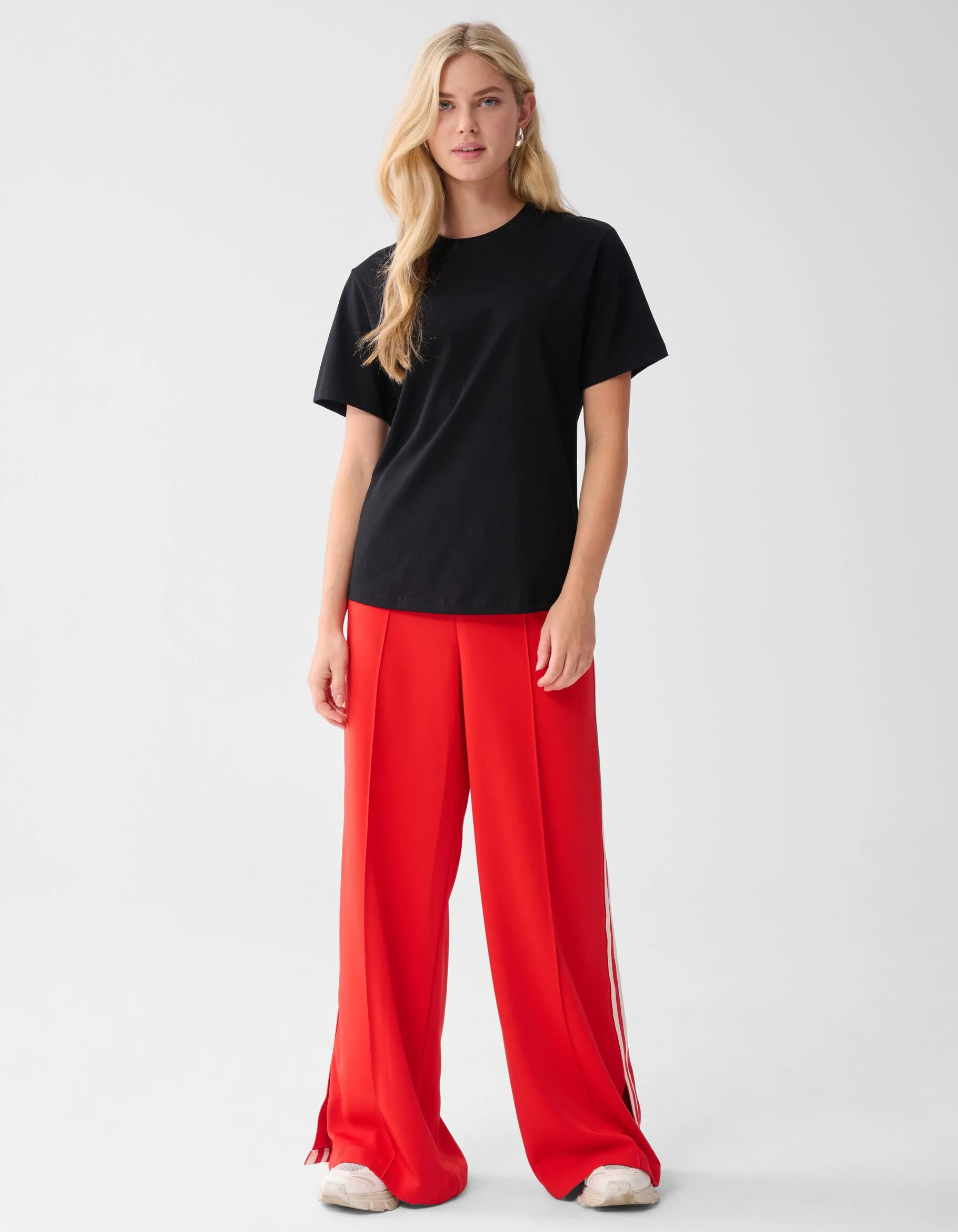 Shoeby Side Stripe Broek Rood<DAMES Broeken
