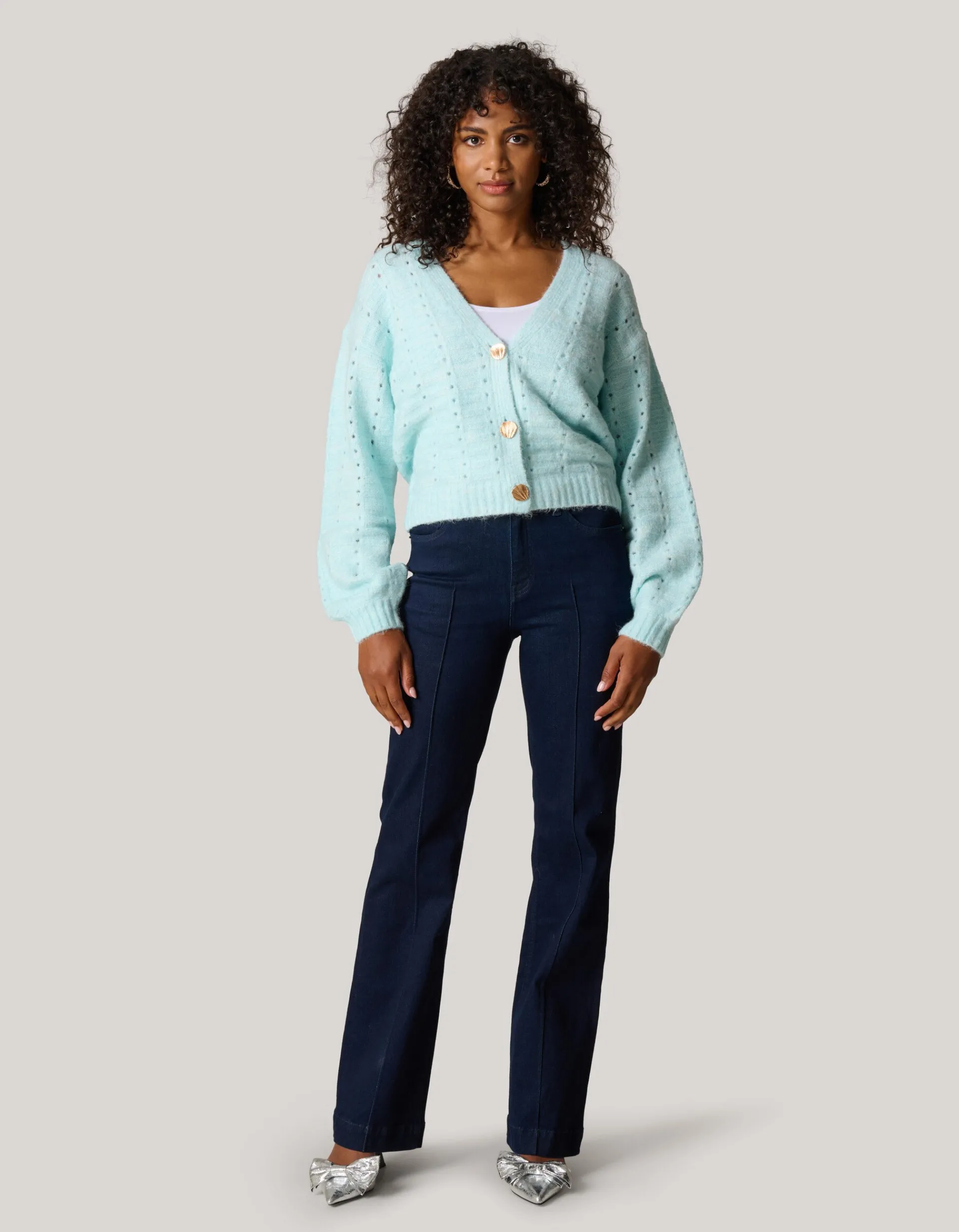 Shoeby Soft Vest Lichtblauw<DAMES Truien En Sweaters