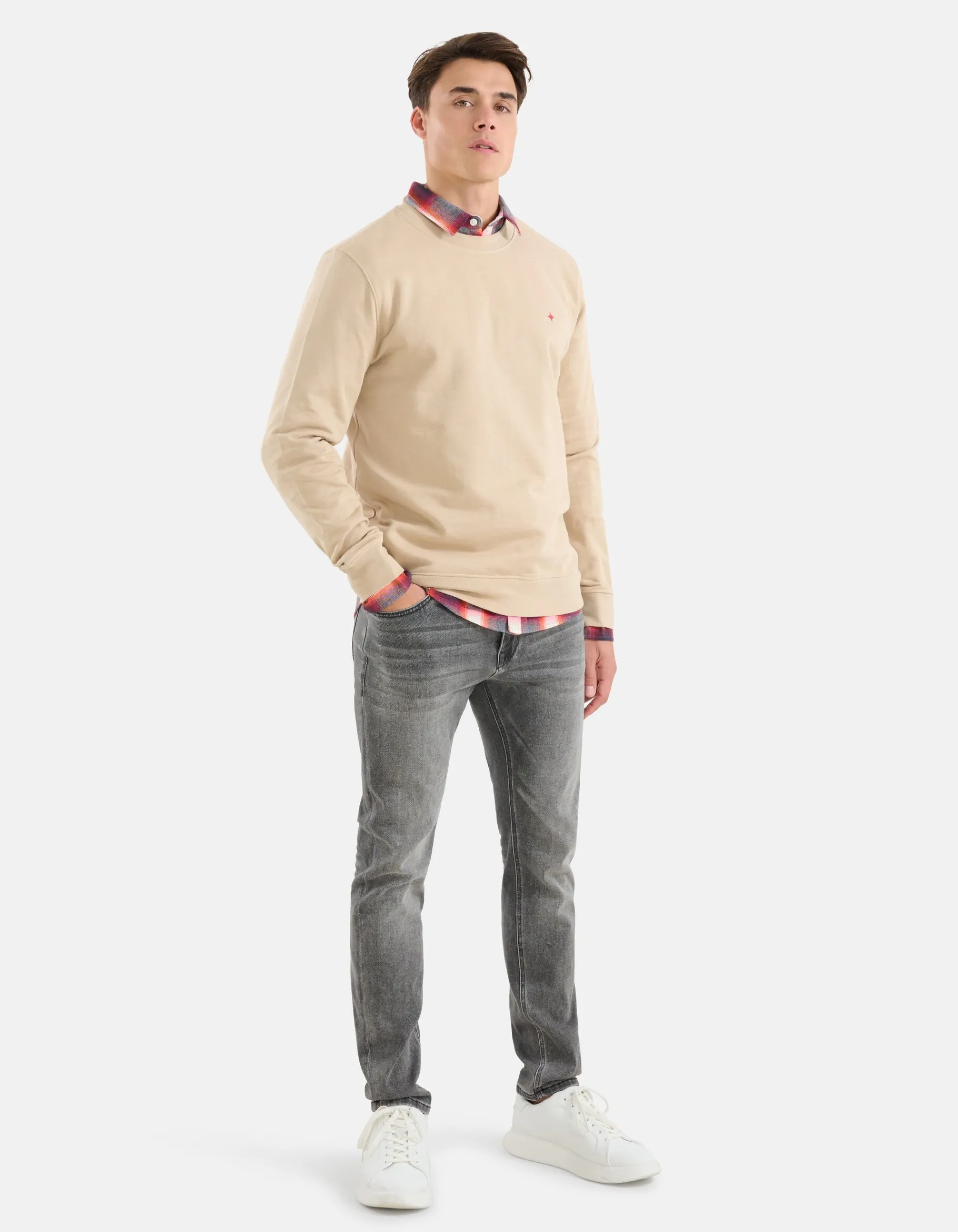 Shoeby Sparkle Sweater Beige<Heren Truien En Sweaters