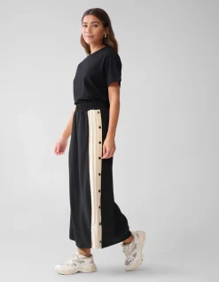 Shoeby Sporty Button Maxi Rok Zwart<DAMES Rokken