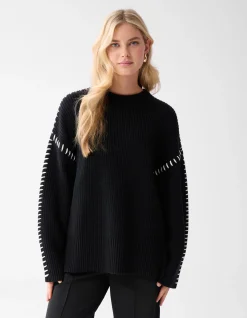 Shoeby Stitch Trui Zwart<DAMES Truien En Sweaters