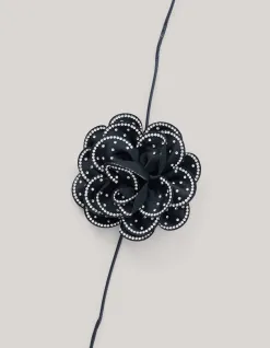 Shoeby Strass Bloem Ketting Zwart By Lizzy<DAMES Sieraden