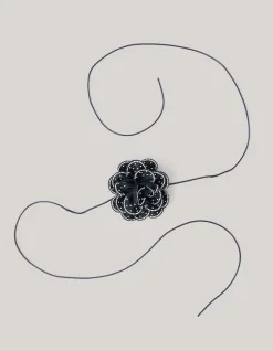 Shoeby Strass Bloem Ketting Zwart By Lizzy<DAMES Sieraden