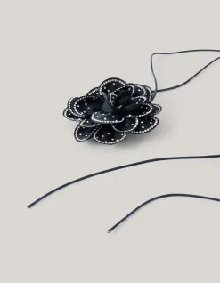 Shoeby Strass Bloem Ketting Zwart By Lizzy<DAMES Sieraden