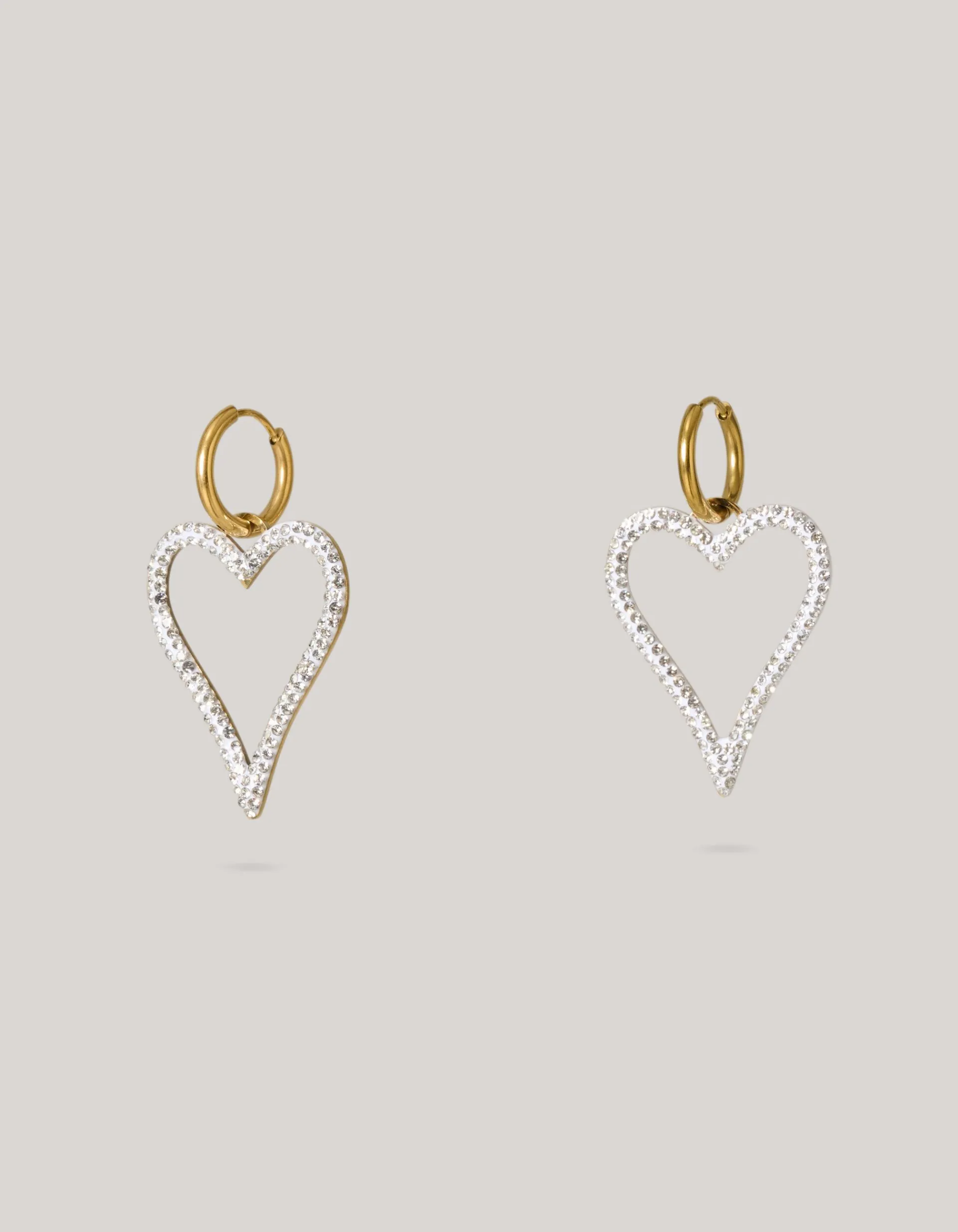 Shoeby Strass Heart Oorbellen Goud<DAMES Sieraden