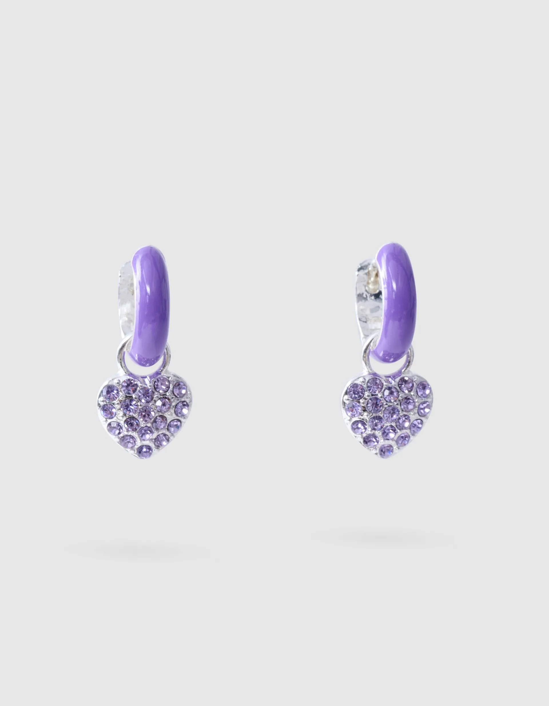 Shoeby Strass Heart Oorbellen paars< Sieraden