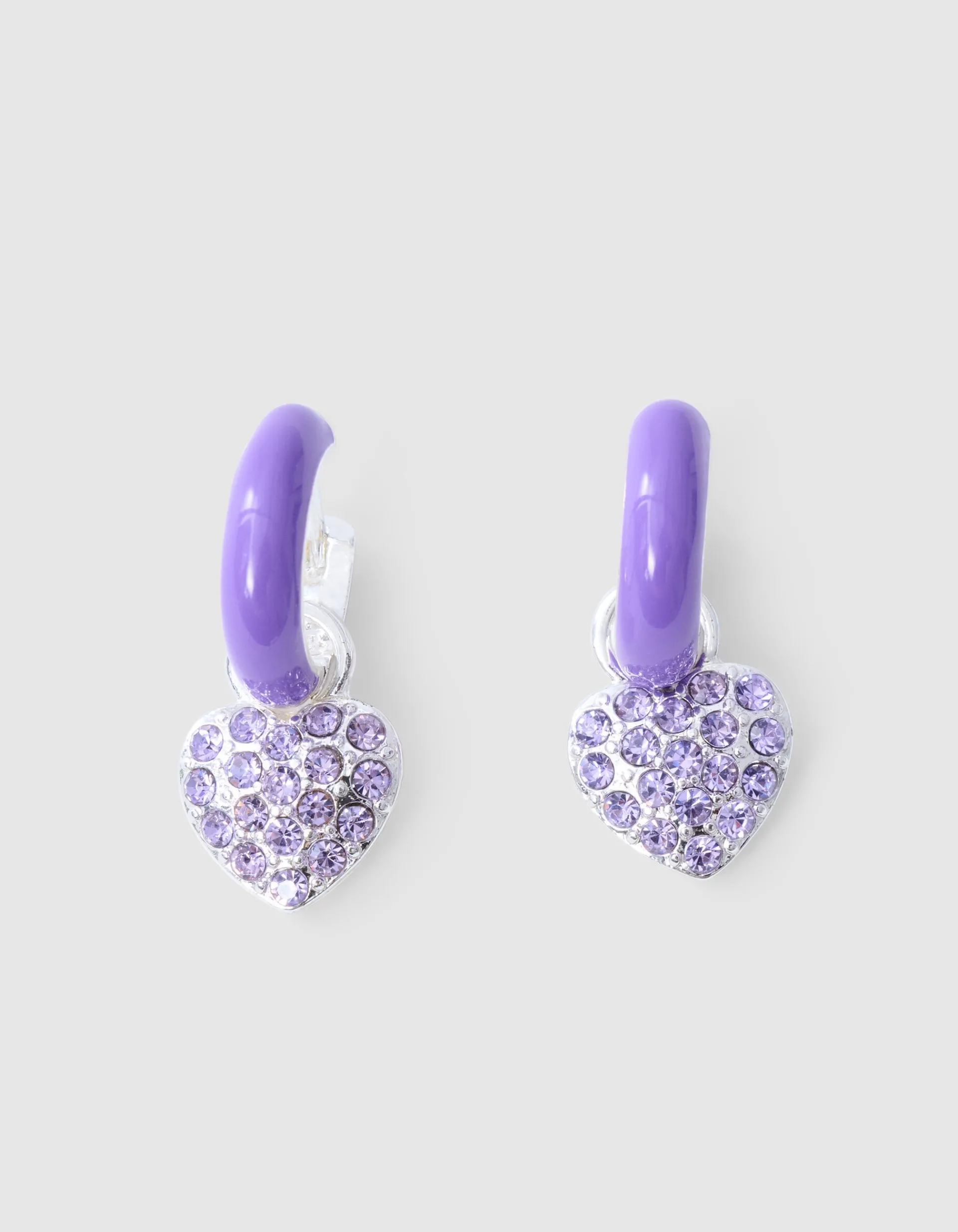 Shoeby Strass Heart Oorbellen paars< Sieraden