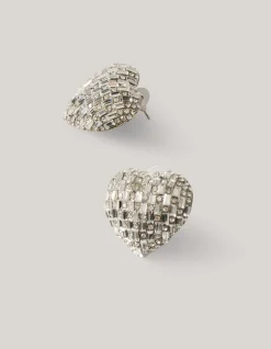 Shoeby Strass Heart Oorbellen Zilver<DAMES Sieraden