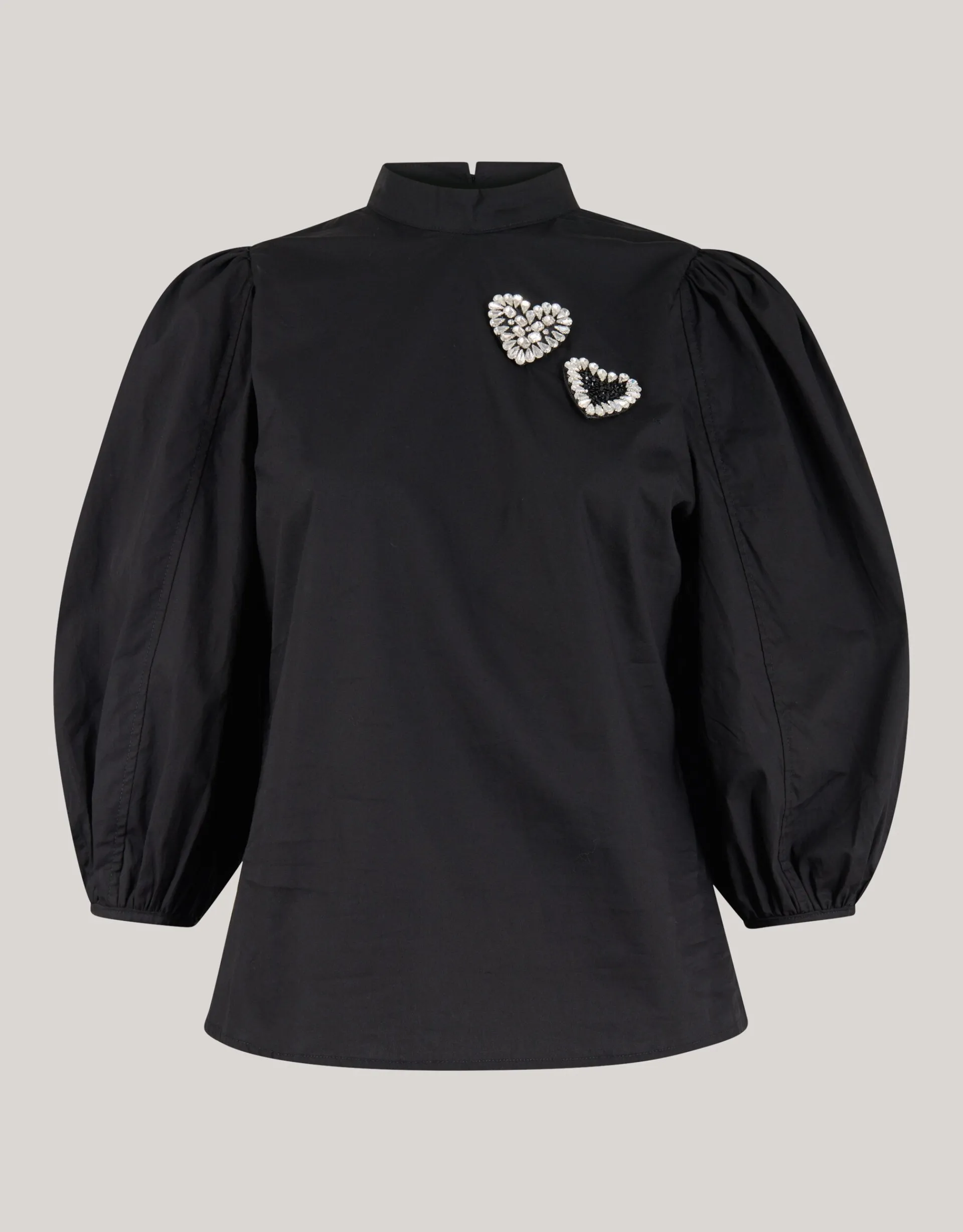 Shoeby Strass Heart Poplin Blouse Zwart<DAMES Blouses