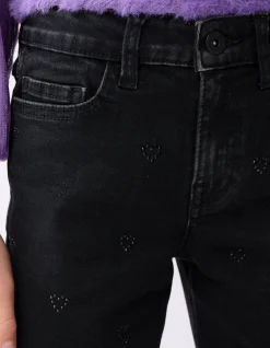 Shoeby Strass Heart Straight Fit Jeans Zwart< Jeans