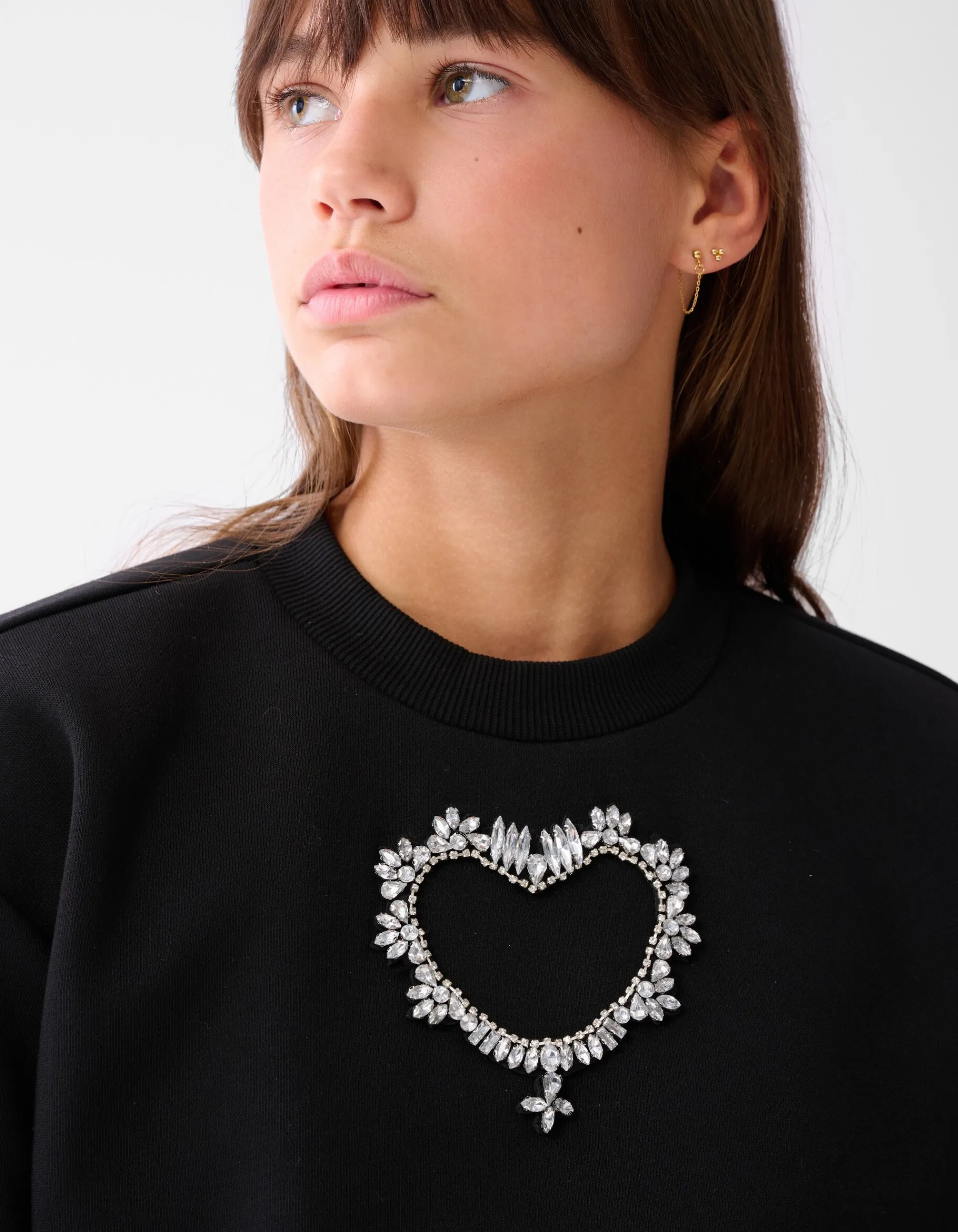 Shoeby Strass Heart Sweater Zwart< Sweaters En Hoodies