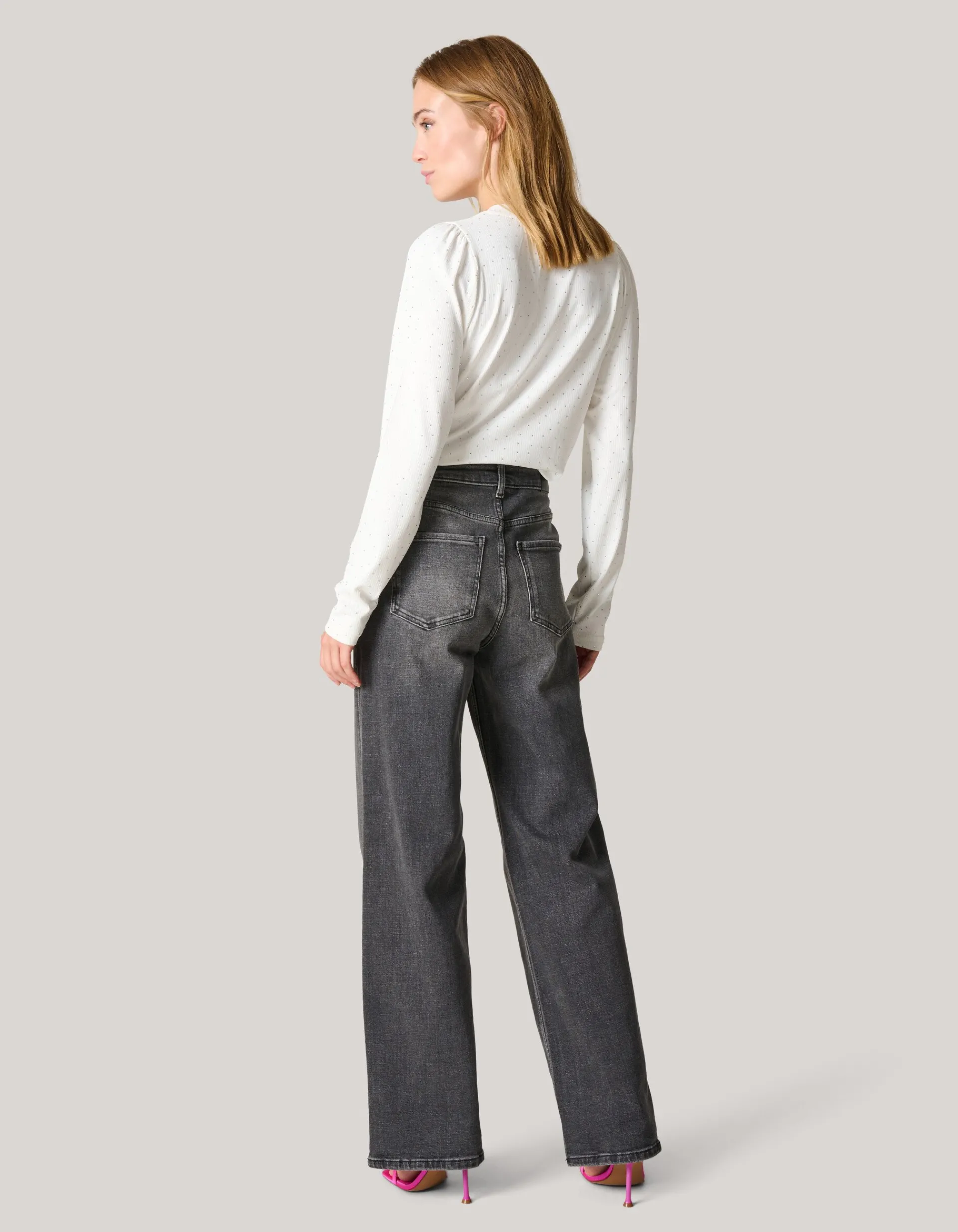 Shoeby Strass Rib Jersey Top Wit<DAMES Tops