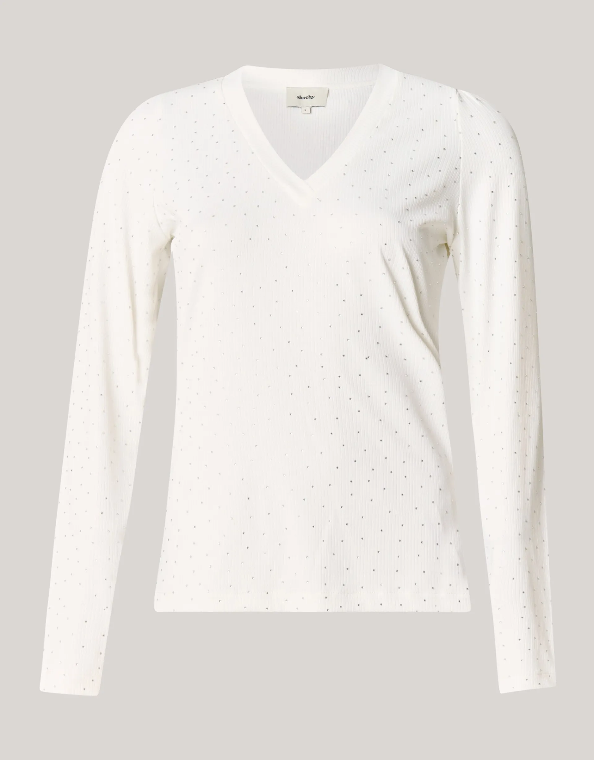 Shoeby Strass Rib Jersey Top Wit<DAMES Tops