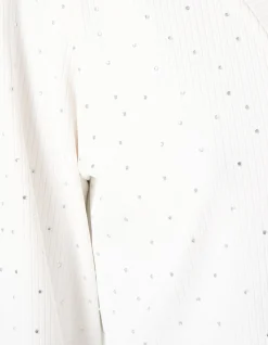 Shoeby Strass Rib Jersey Top Wit<DAMES Tops
