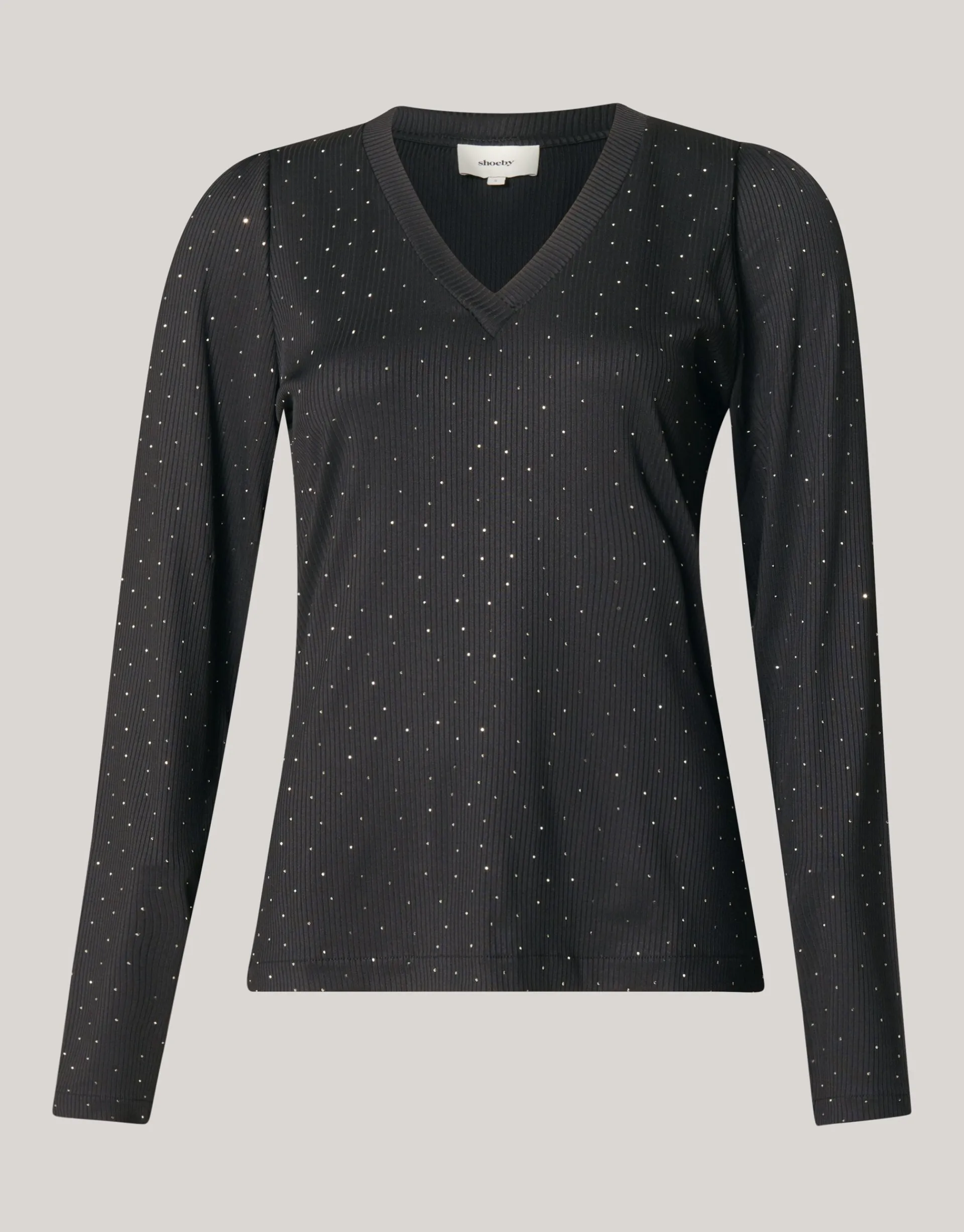 Shoeby Strass Rib Jersey Top Zwart<DAMES Tops