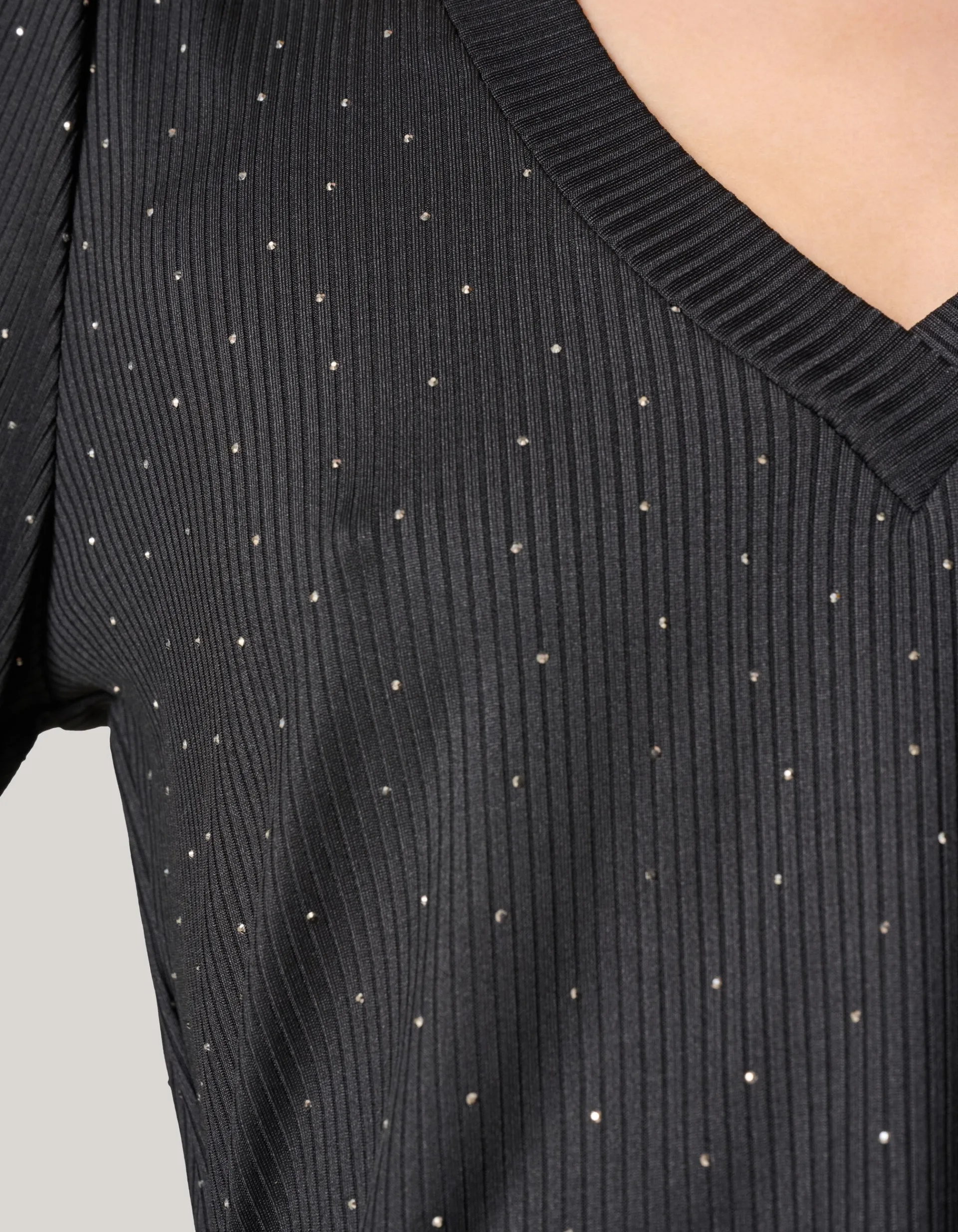 Shoeby Strass Rib Jersey Top Zwart<DAMES Tops