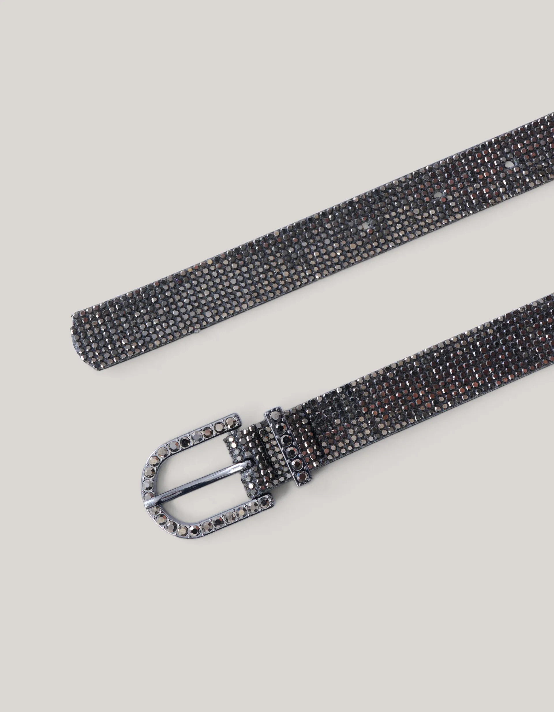 Shoeby Strass Riem Donkergrijs< Riemen