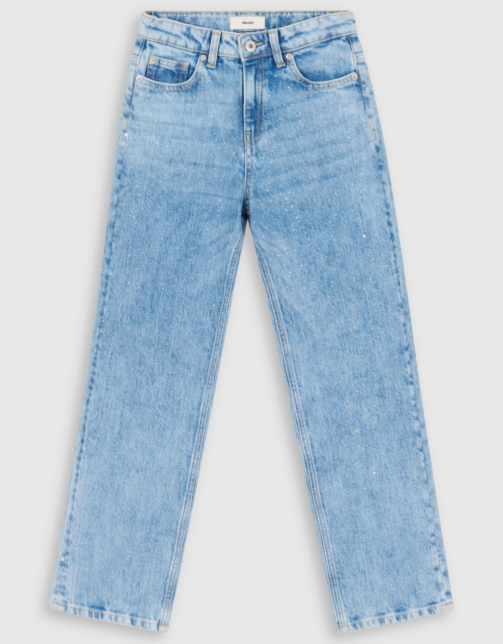 Shoeby Strass Straight Fit Jeans Blauw< Jeans