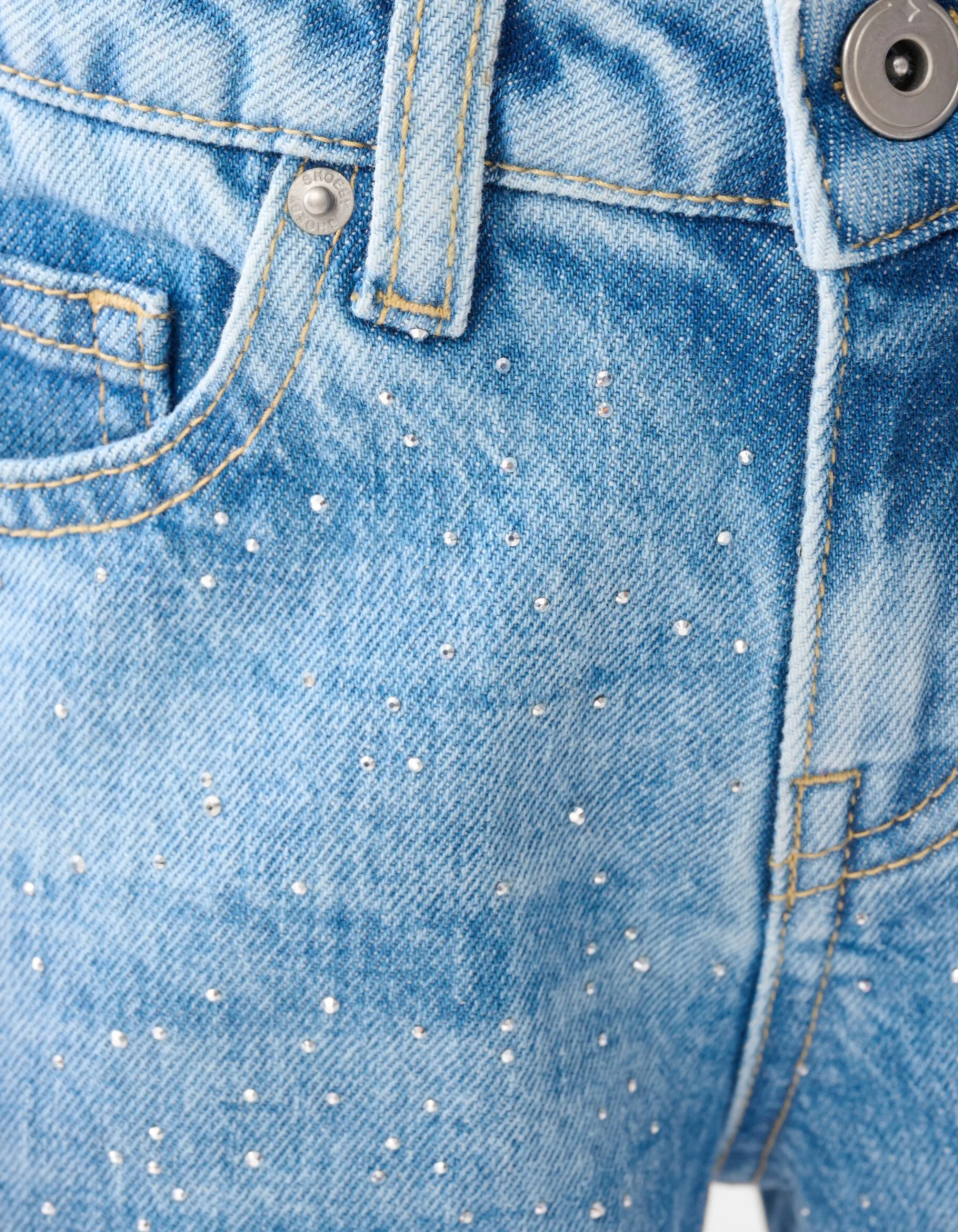 Shoeby Strass Straight Fit Jeans Blauw< Jeans